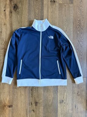The North Face Navy & White Zip-Front Track Jacket